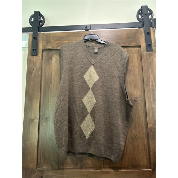 DOCKERS Other - E35 Dockers Men Diamond Graphic Tank Sweater Vest Brown XXL (100% Acrylic)